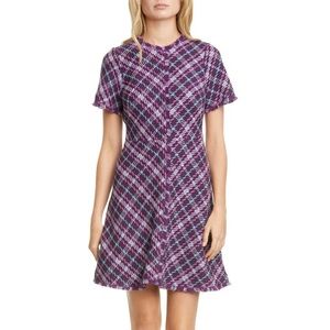 A-line Plaid Tweed Dress w/Fringe Trim!